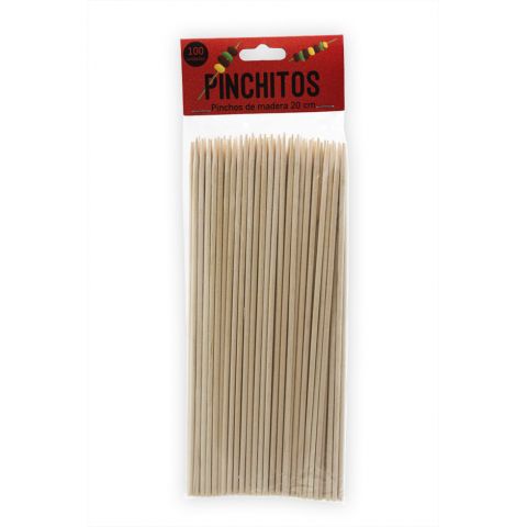 PALILLOS PINCHOS 20CM PQ/100UNI. C/20PQ.